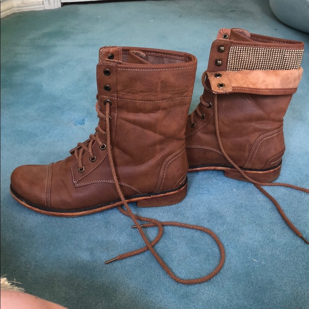 Brown combat boots